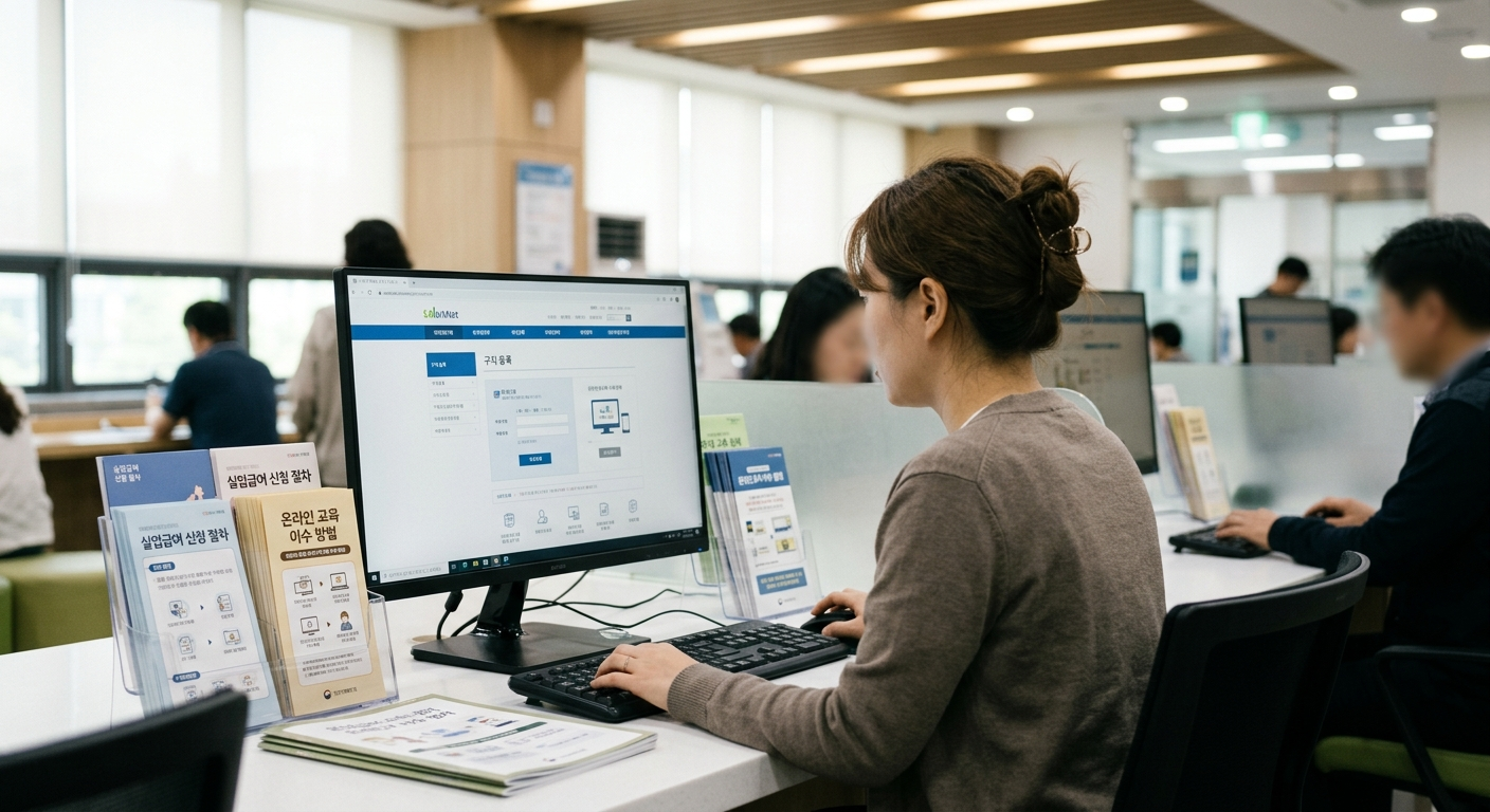 워크넷 구직 등록 및 온라인 교육 이수 방법