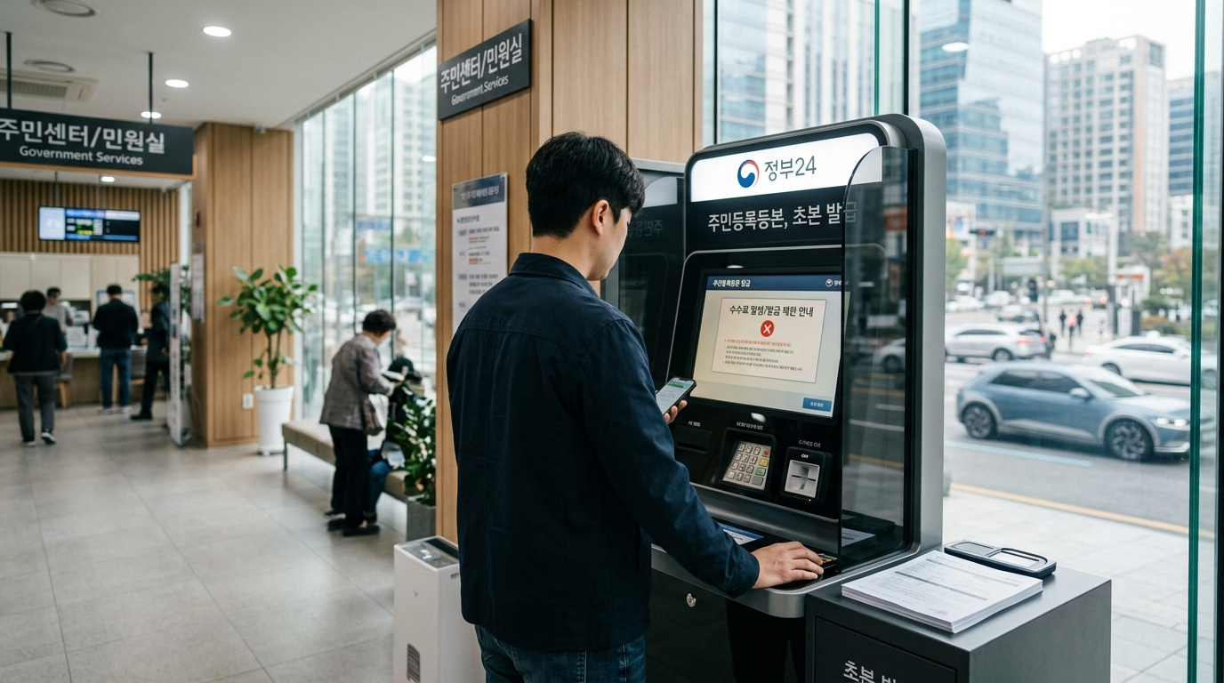 정부24로 주민등록등본 발급할 때 수수료·발급 제한이 생기는 경우