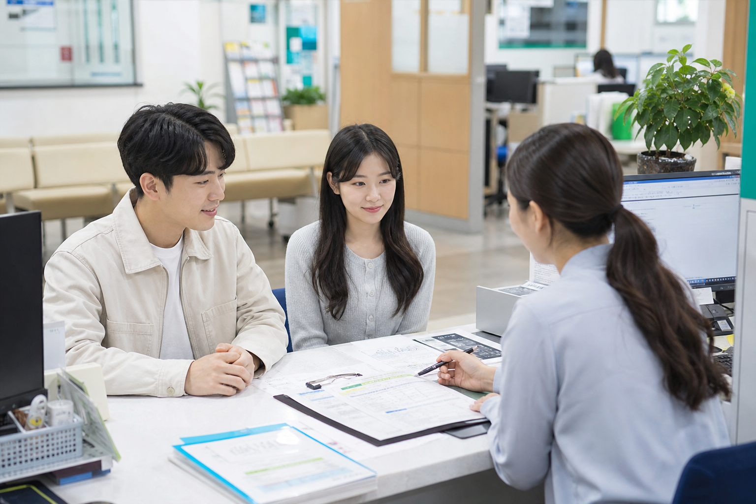 주민센터에서 청년 복지 상담을 받는 모습