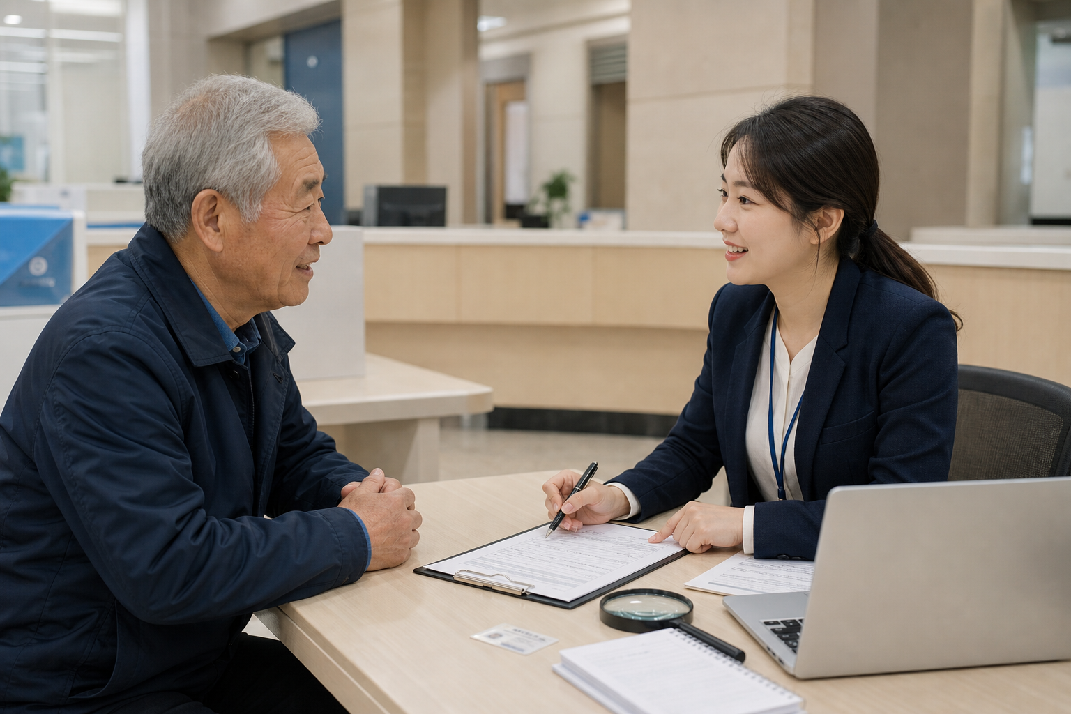 노인일자리 상담과 신청서류 확인 이미지