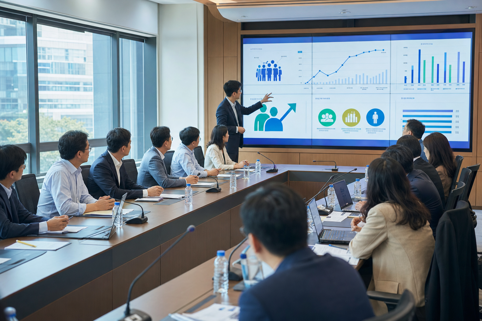 관계부처 합동 일자리전담반 회의와 고용 지표를 확인하는 모습