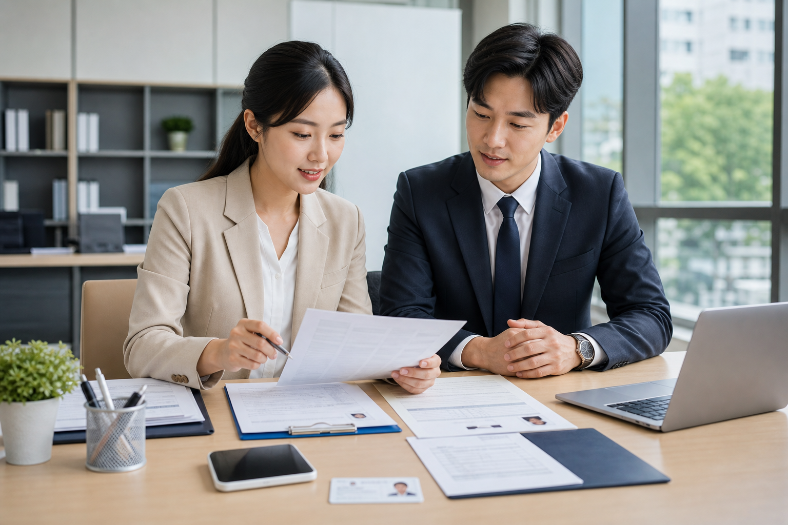 구직자가 일자리 지원 신청 서류와 절차를 확인하는 이미지