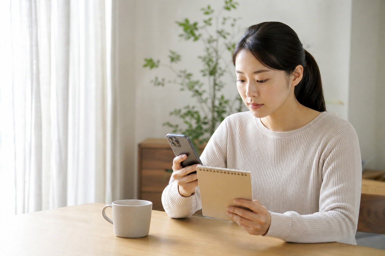 휴대폰으로 보건복지 상담 참여 방법을 확인하는 장면