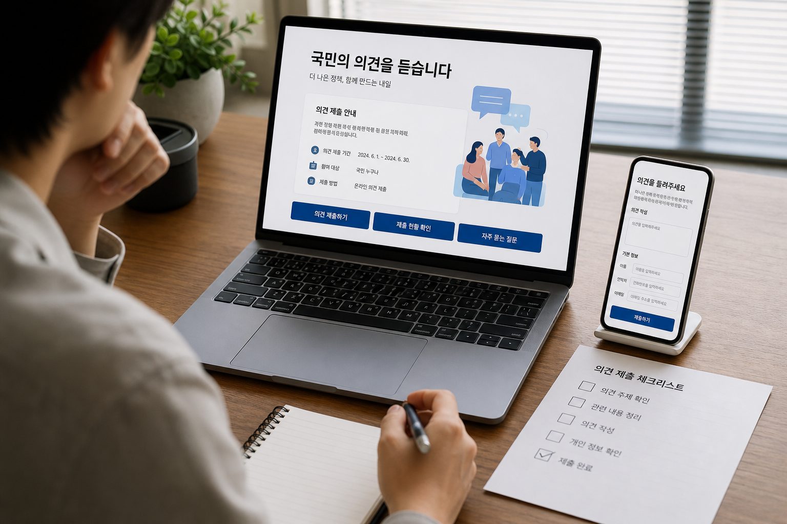 온라인으로 보건복지 의견을 제출하는 장면 이미지