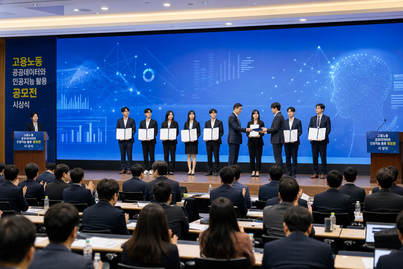 고용노동 공공데이터와 인공지능 활용 공모전 시상식 현장 이미지