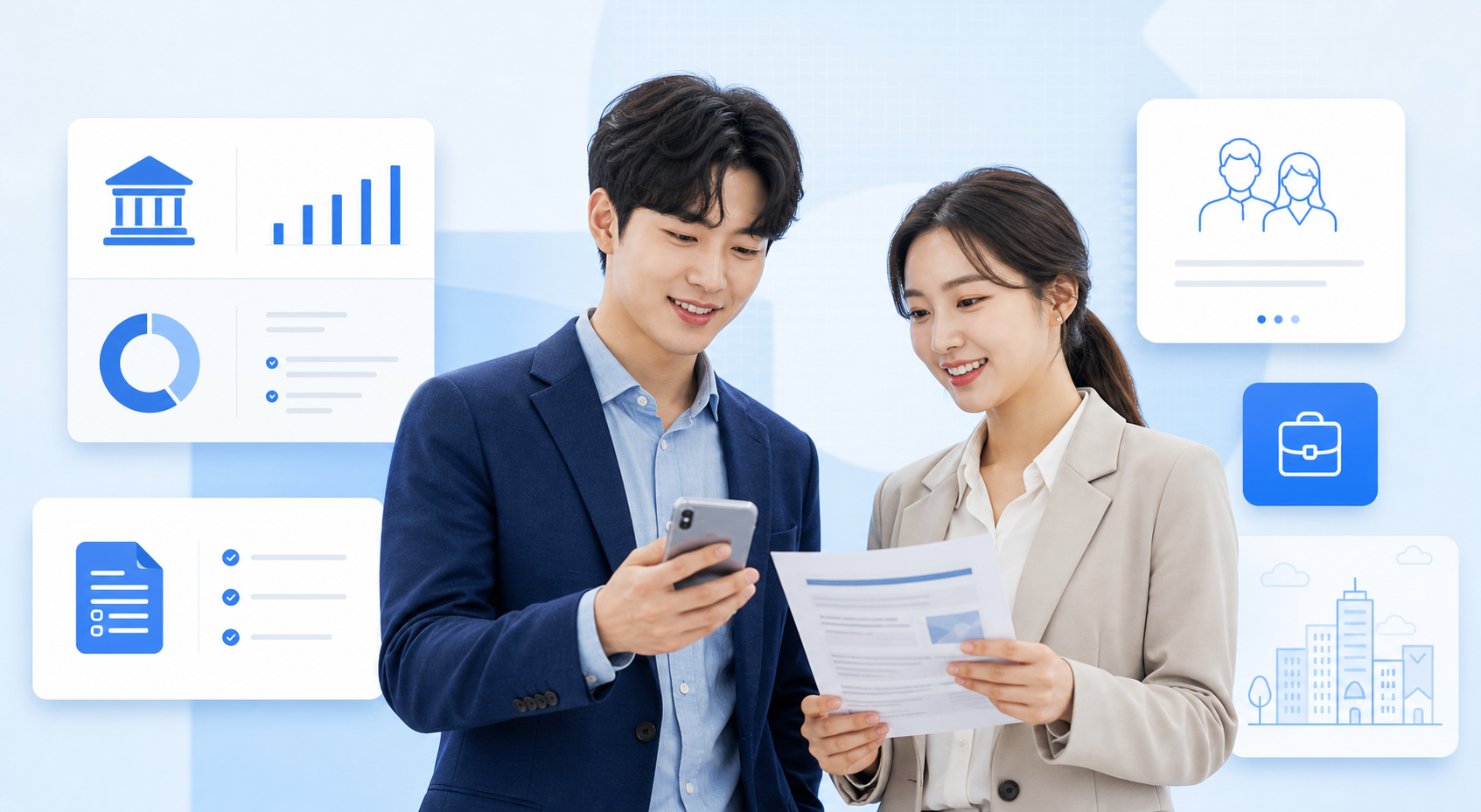 청년 정책 신청 정보를 확인하는 한국 청년