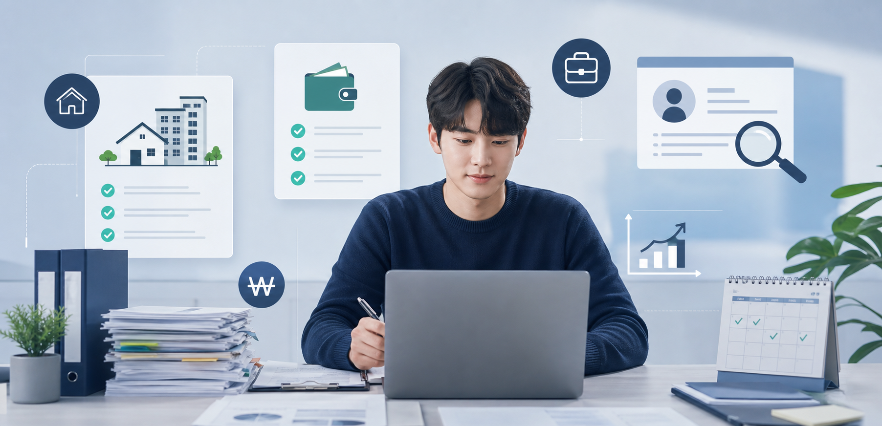 청년 정책 체크리스트와 신청 절차를 살펴보는 장면