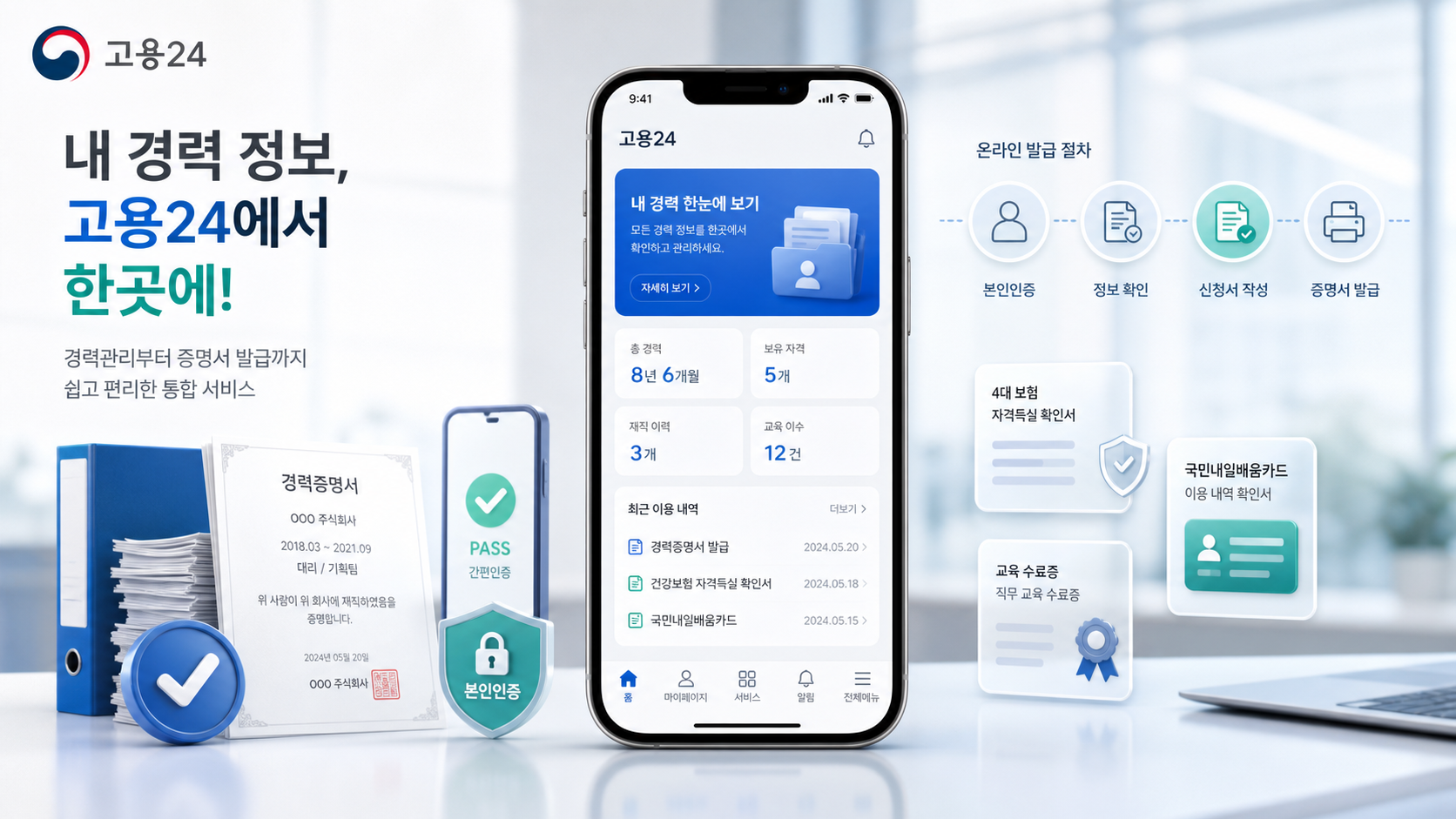 고용24 경력 정보 온라인 확인 절차 이미지