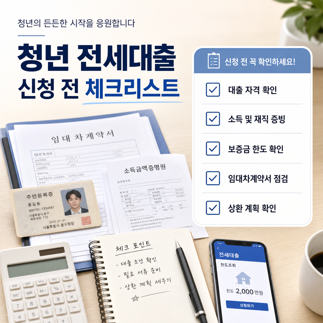 청년 전세대출 신청 전 필요서류와 체크리스트 카드