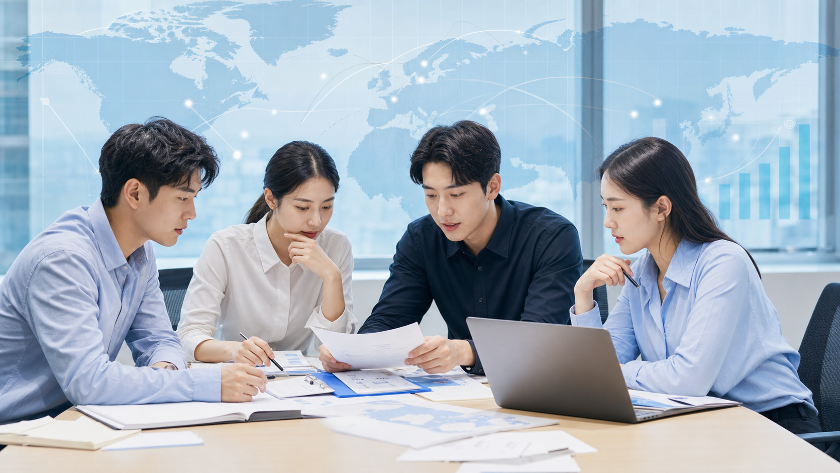 해외 진출 준비 중인 창업팀 신청 서류 점검 이미지