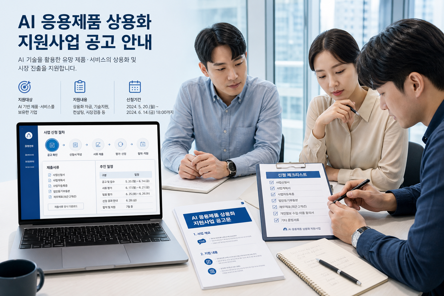 AI 응용제품 상용화 지원사업 공고 확인 장면