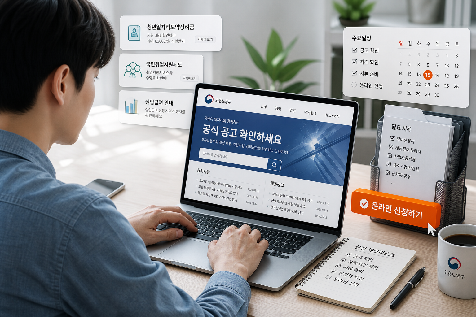 고용노동부 공모 신청 절차와 체크리스트 이미지