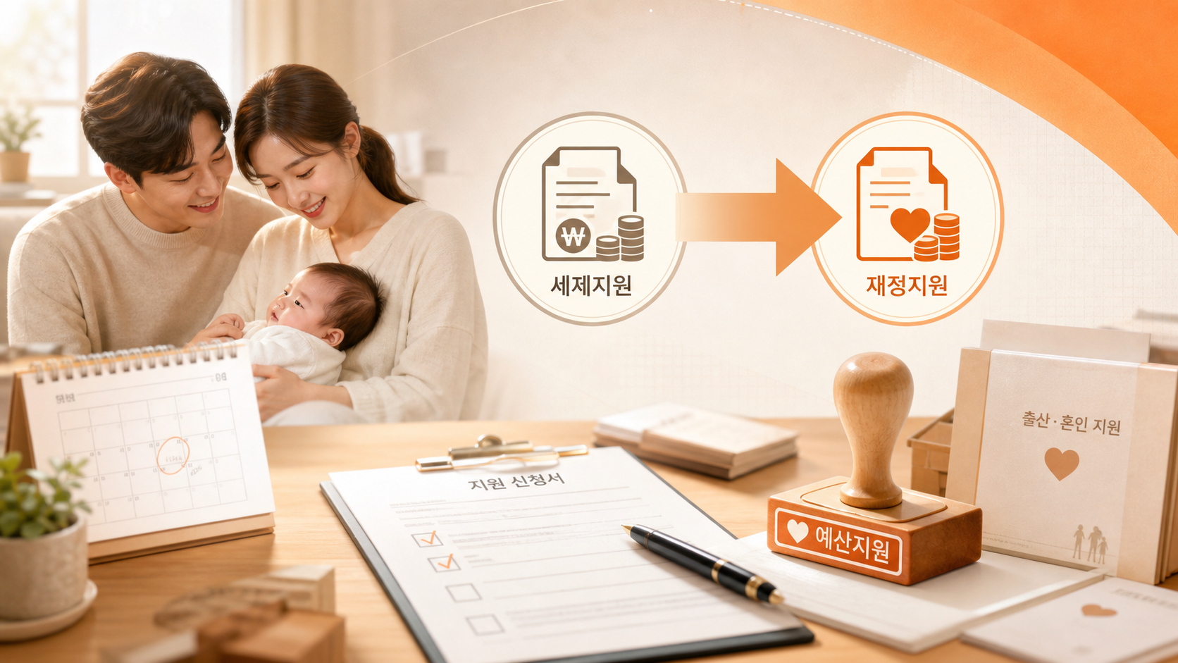 출산 혼인 세제지원이 재정지원 방식으로 변경되는 정책 안내 이미지