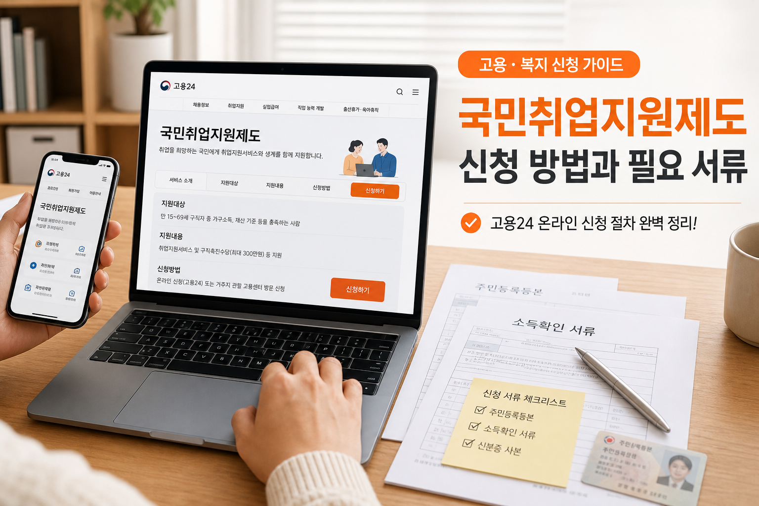 고용24에서 국민취업지원제도 신청 서류를 확인하는 이미지