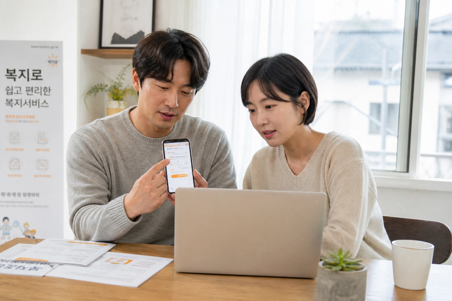 복지로 신청 절차를 확인하는 한국인 이용자 모습