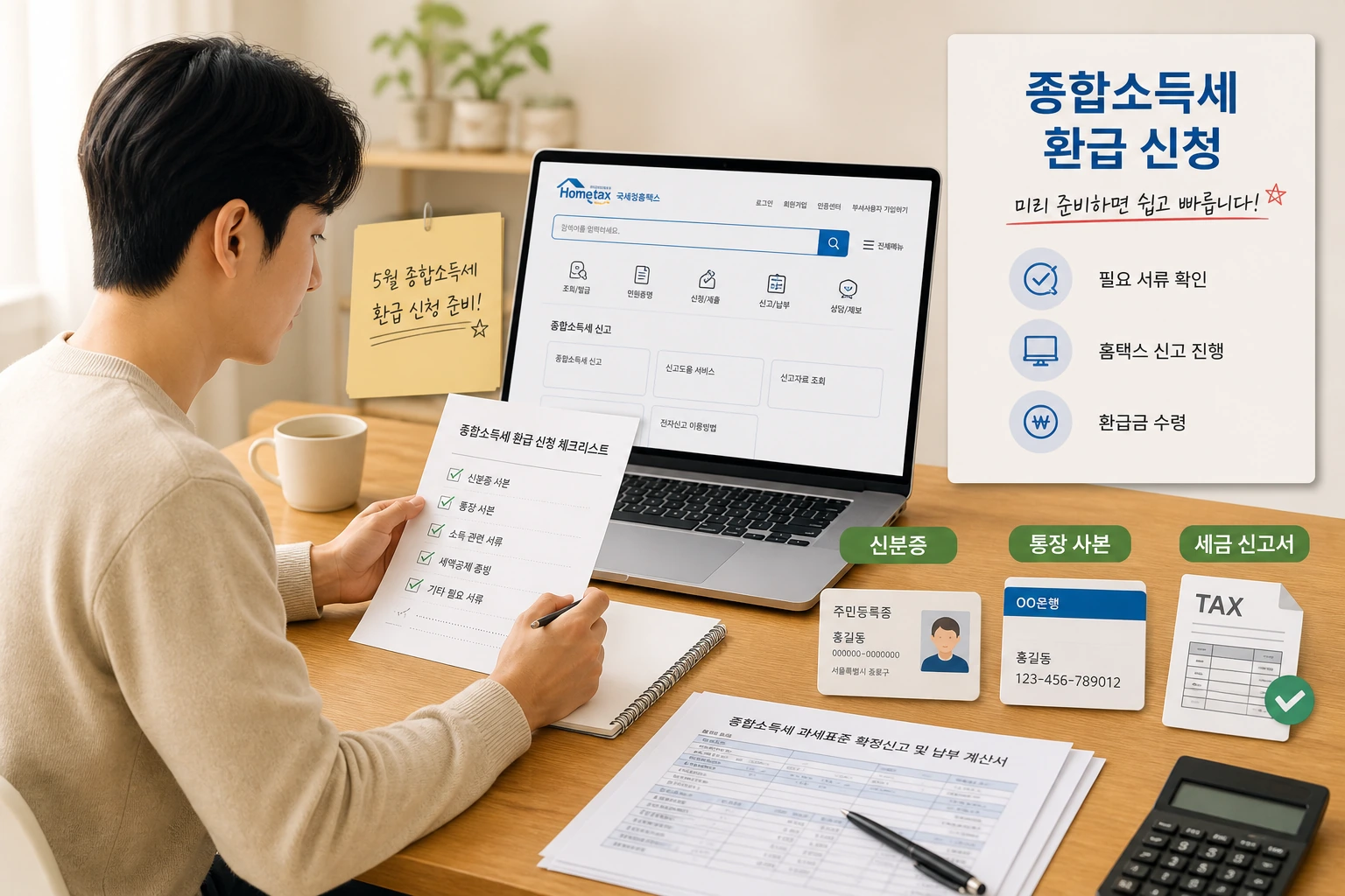 종합소득세 환급 서류 준비와 홈택스 확인 안내